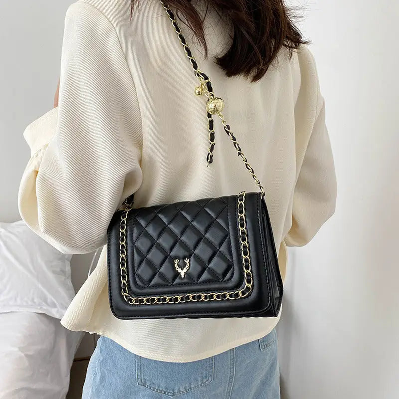 Black and White PU Crossbody Bag with Polyester Lining