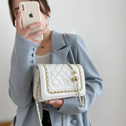 Black and White PU Crossbody Bag with Polyester Lining