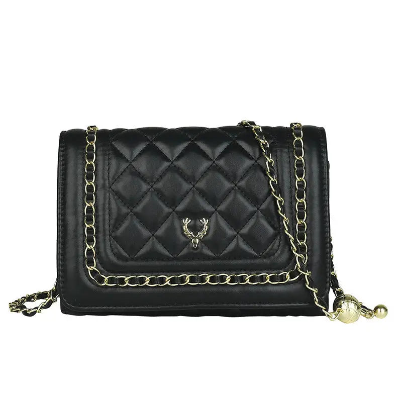 Black and White PU Crossbody Bag with Polyester Lining - Black / Free Size