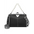 Black and White Soft PU Dumpling Flap Bag with Document Compartment - Black With White