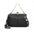 Black and White Soft PU Dumpling Flap Bag with Document Compartment - Black