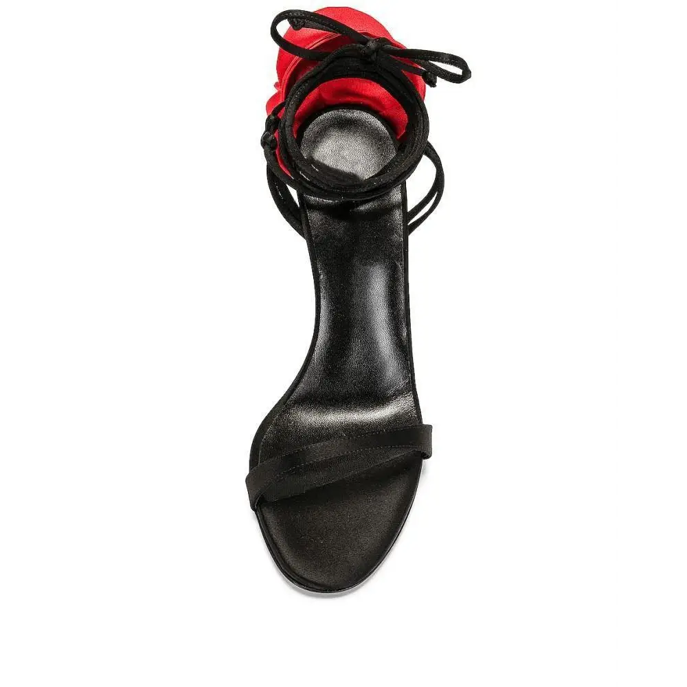 Black PU Leather Lace-Up Peep Toe Shoes with Rubber Sole