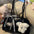 Black PU Shoulder Bag with Zipper Pocket and Open Outer Pocket - Black