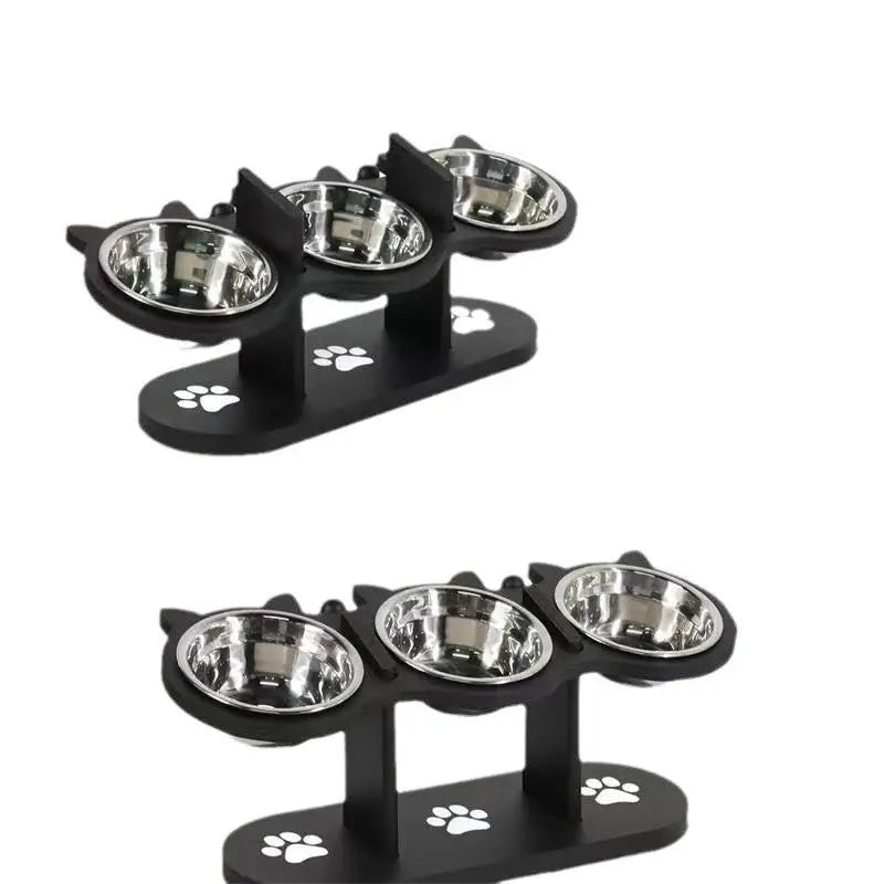 Black Vertical Double Bowl Pet Dining Table Feeder Pet Feeder / Grinding Plate / ABS Resin