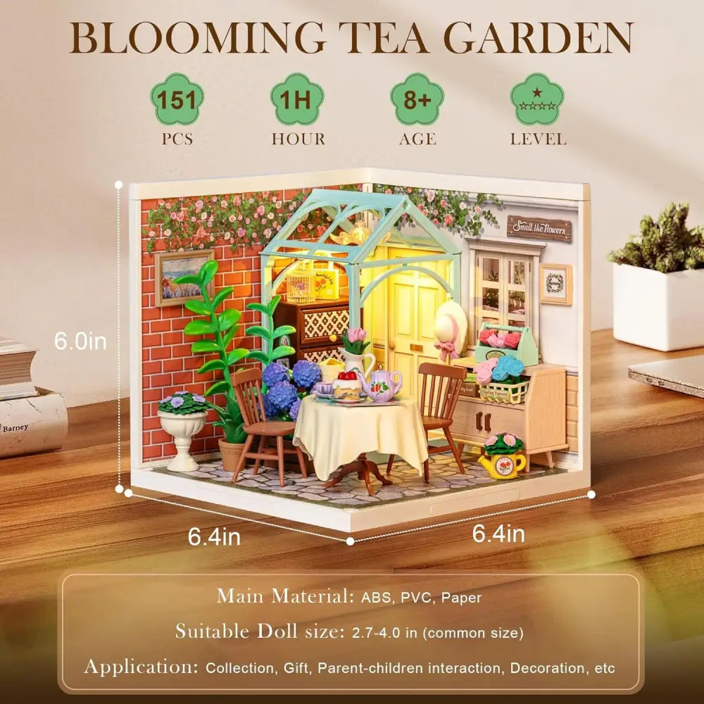 Blooming Tea Garden Set with Tea Table and Floral Decor DW013B 5