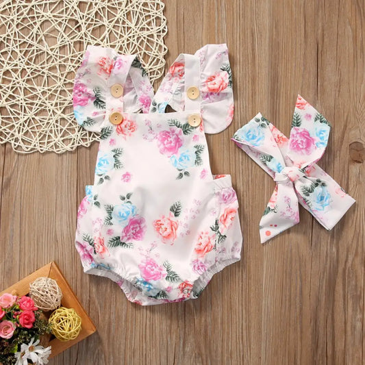 Blossom Ruffle: Infant Floral Two-Piece Suit