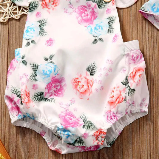 Blossom Ruffle: Infant Floral Two-Piece Suit