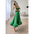 Blossom Swing: 3D Floral A-Line Skirt Suspenders - Green / S