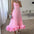 Blossom Swing: 3D Floral A-Line Skirt Suspenders - Pink / 2XL