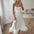 Blossom Swing: 3D Floral A-Line Skirt Suspenders - White / M