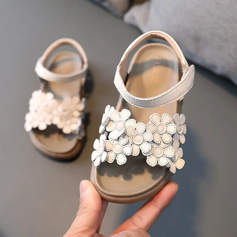 Blossom Treads: Soft Beach Shoes for Big Kids - Beige / 21