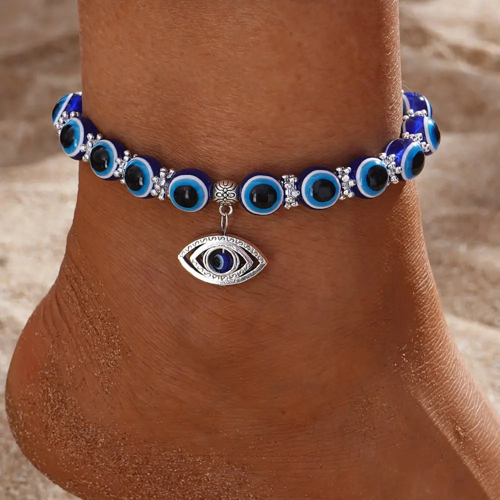 Blue Devils Eye Anklet with Intricate Detailing
