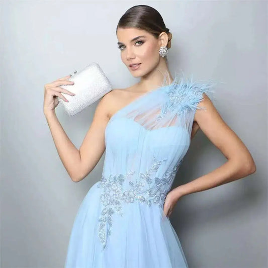 Blue Sleeveless Long Polyester Skirt with Mid Waist and Pleated Design