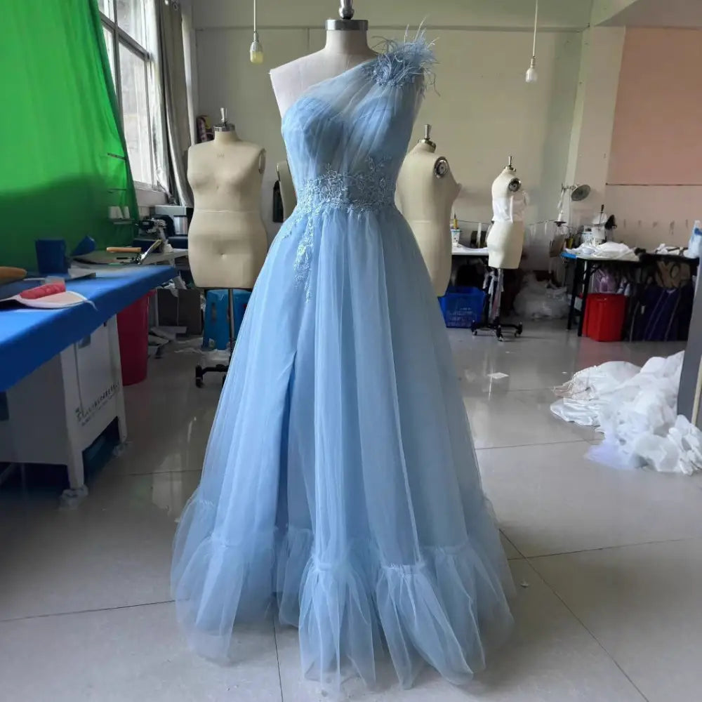 Blue Sleeveless Long Polyester Skirt with Mid Waist and Pleated Design