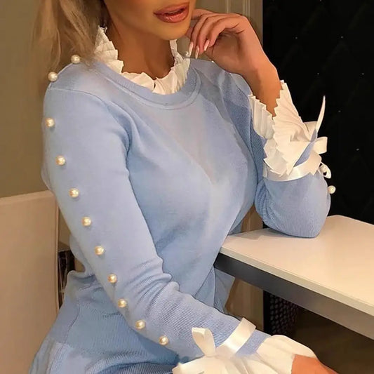 Blue Stitch Long-Sleeve Top