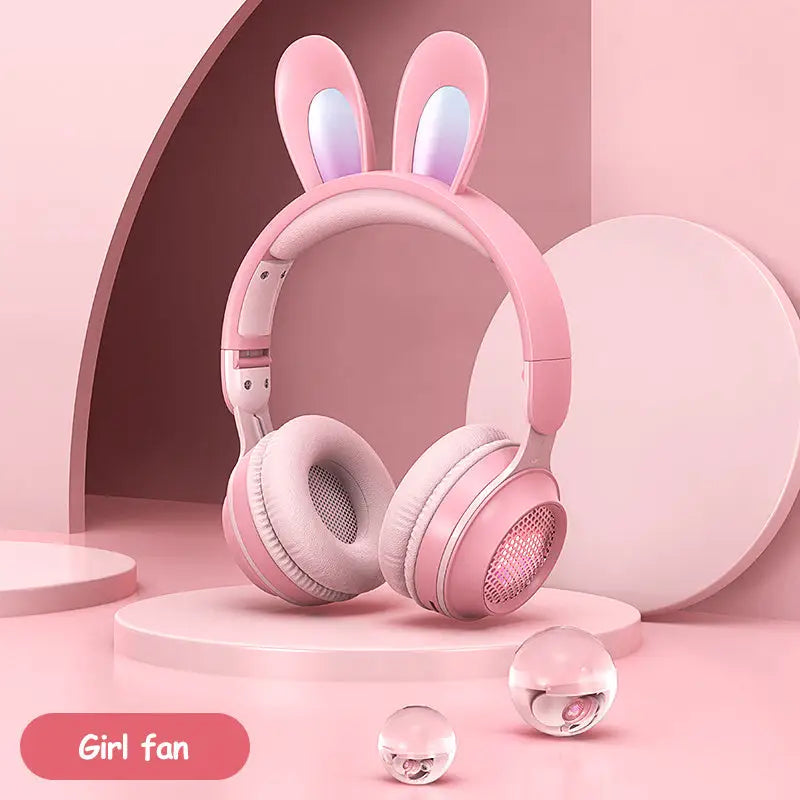 Bluetooth 5.0 Stereo Headphones with Call Function and Battery Display Pink