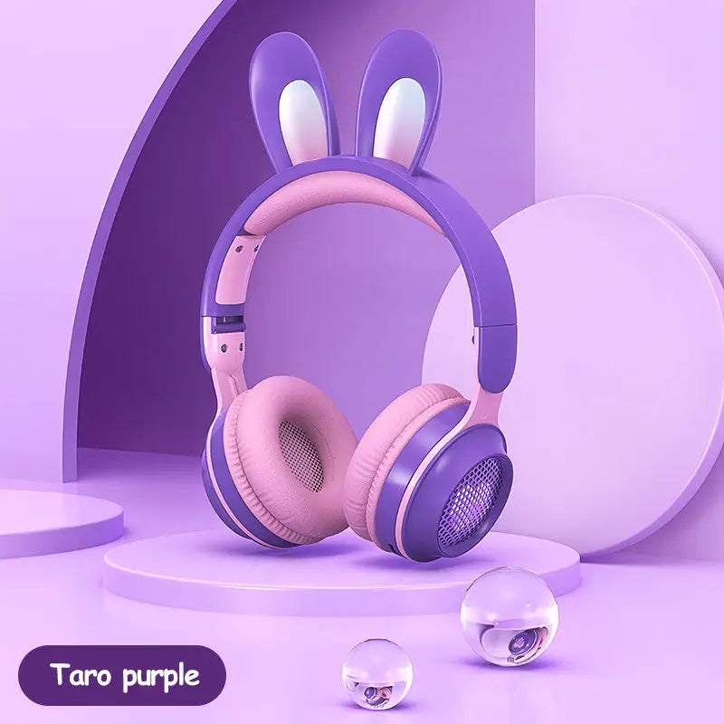Bluetooth 5.0 Stereo Headphones with Call Function and Battery Display Purple