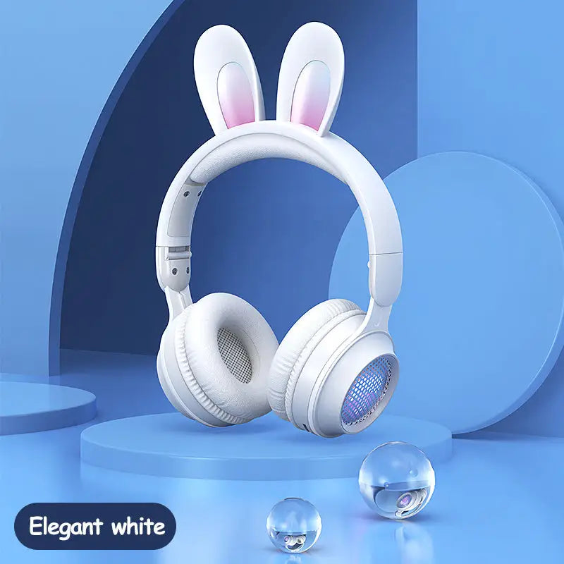 Bluetooth 5.0 Stereo Headphones with Call Function and Battery Display White