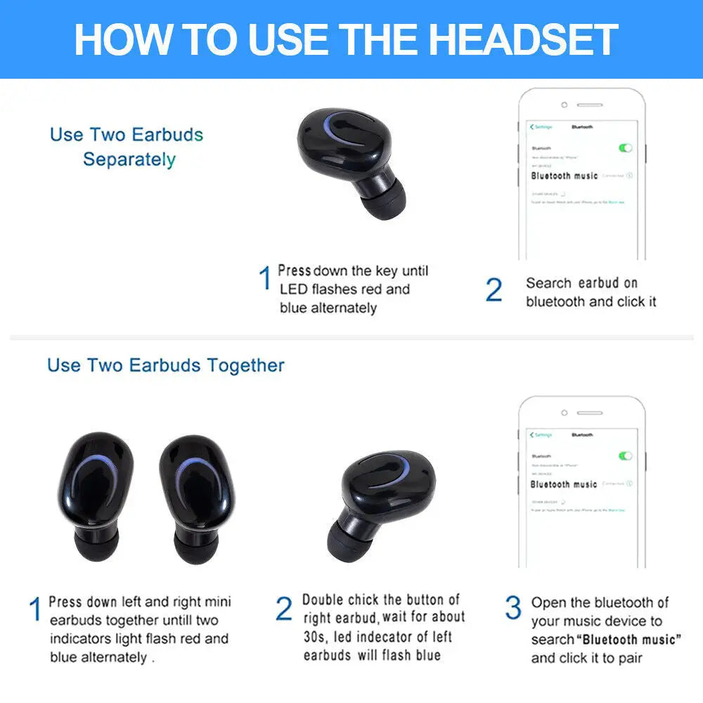 Bluetooth 5.3 In Ear Wireless TWS Sport Headphones with IPX5 Water Resistance W13530966 5