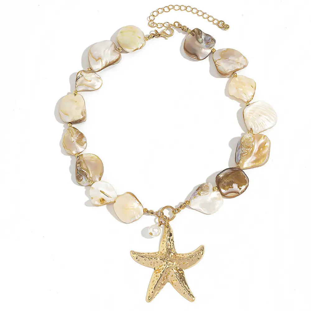 Boho Starfish and Conch Shell Choker Necklace