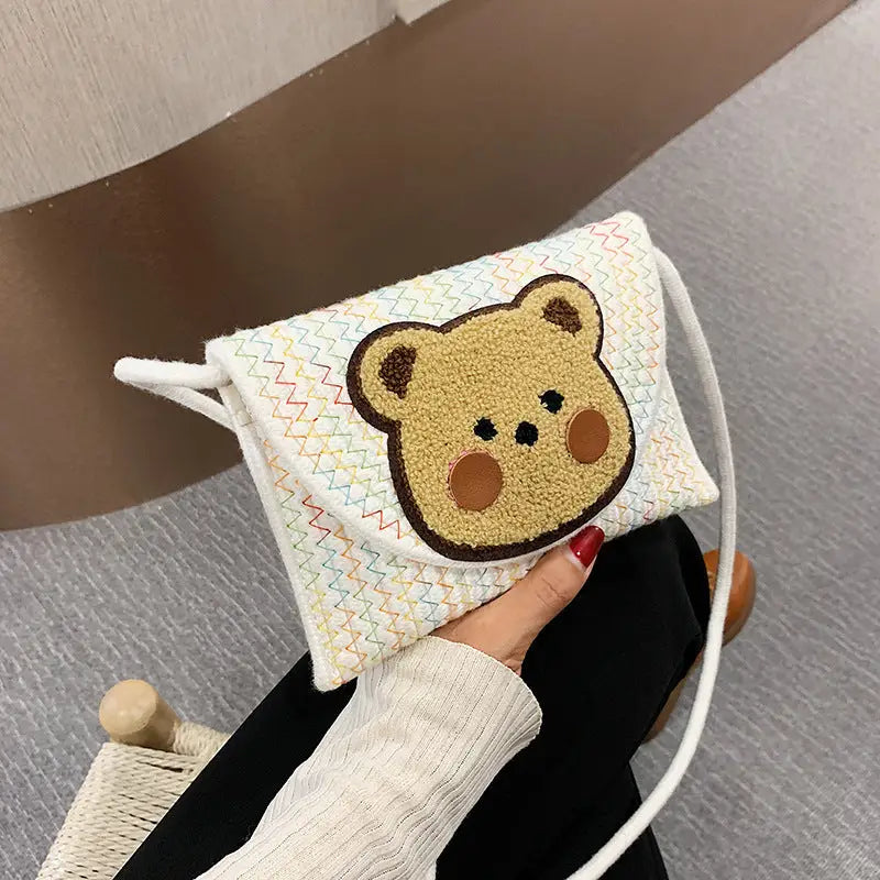 BohoBear Woven Envelope Shoulder Bag - Colorful Thread White