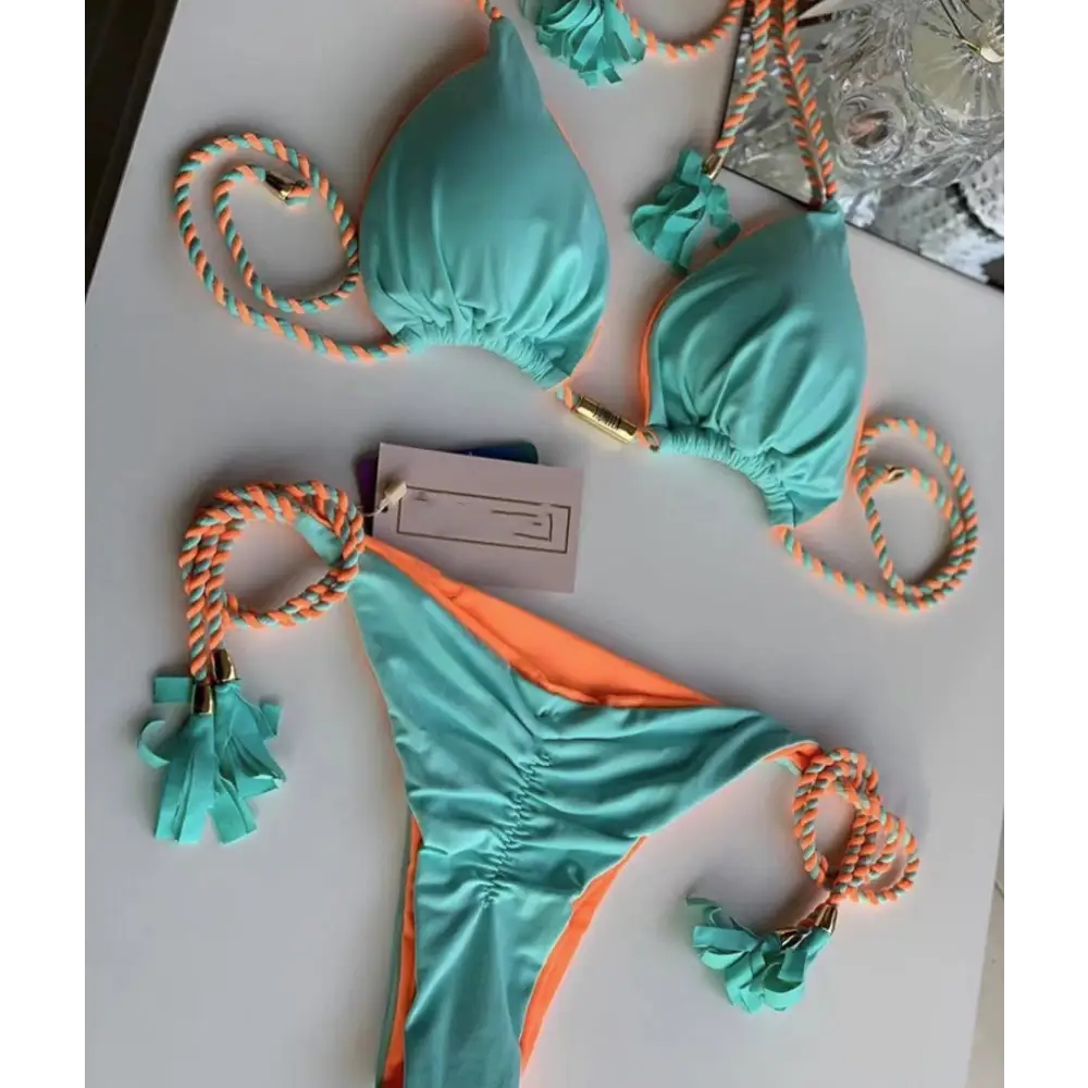 Braided Bikini Triangle Bag Swimsuit - 3style / S