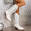 Brown and White High Heel Boots with Rubber Sole and Shoe Covers - White / 36