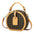 Brown Plaid Apricot PU Cylinder Bag with Multiple Inner Compartments - Apricot