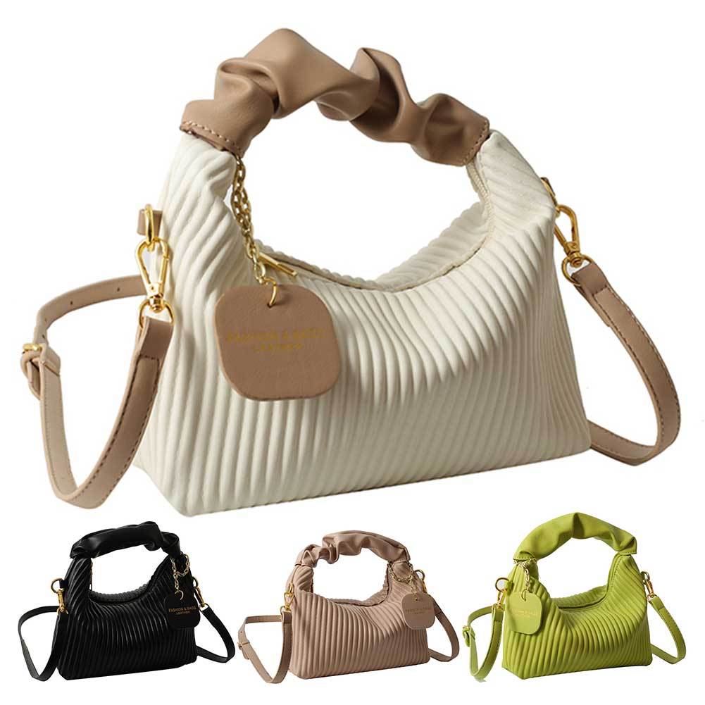 Cloud Chic: Pleated PU Leather Crossbody Tote Bag - LauBelle