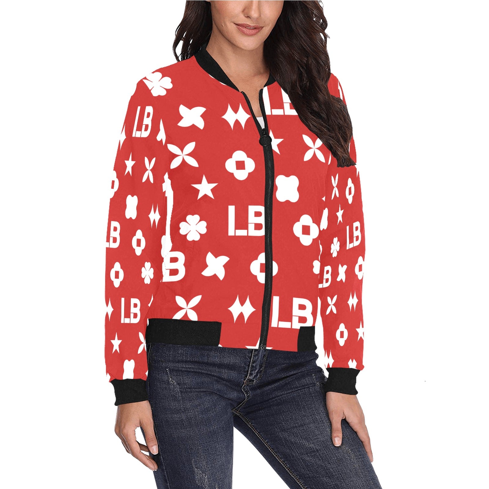 Women's All Over Print Bomber Jacket(Model H36) - LauBelle Brand