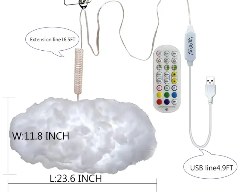 Big Cotton Cloud Lightning Light with APP Control and Music Remote 60 70CM