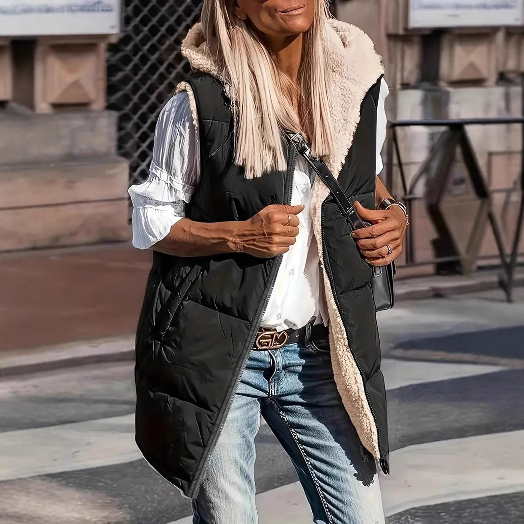 Reversible Chic Slim Hooded Cardigan Vest - LauBelle Brand