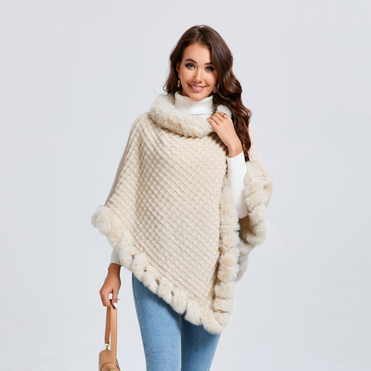 Luxe Rex Rabbit Fur Shawl Cape – Elegant Winter Wrap - LauBelle Brand