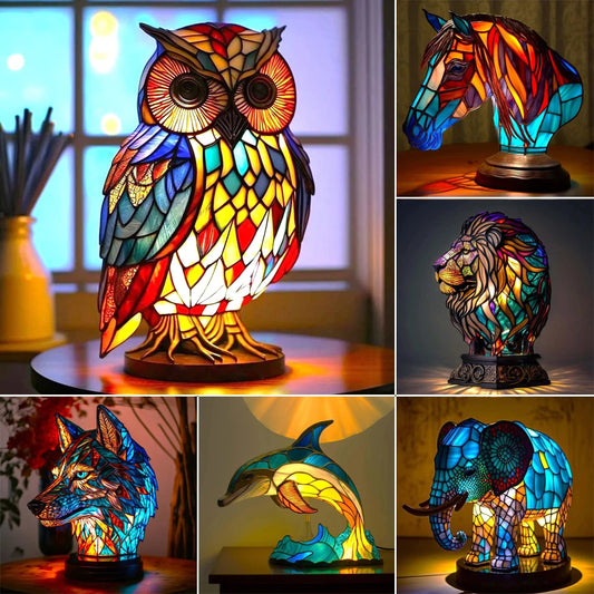 3D Colored Animal Light Desk Lamp Animal Series Decorative Night Light Animal Elephant Owl Cat Vintage Table Lamp Home Decoration - LauBelle