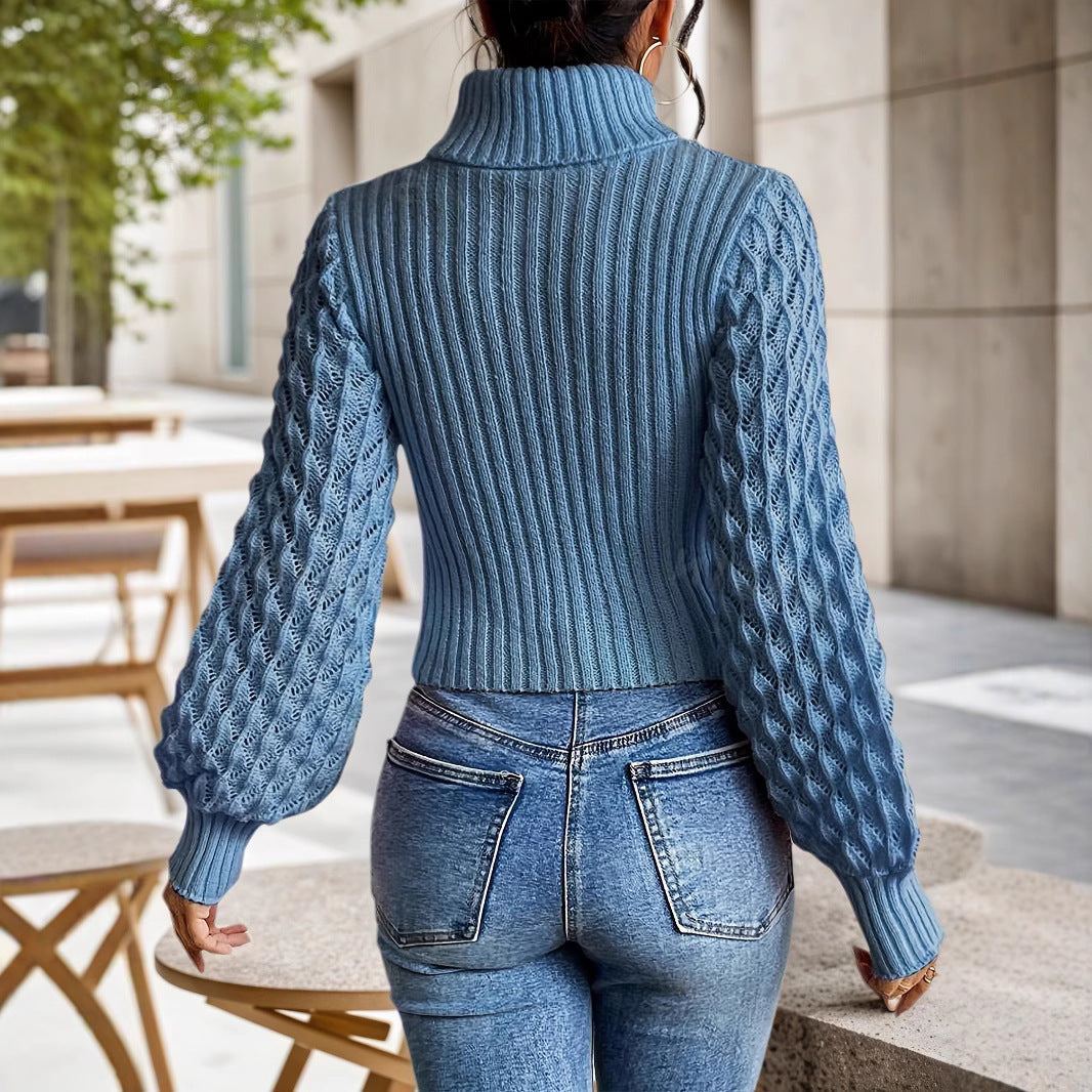 Chic Hollow Knit Women's Cable Turtleneck Sweater - LauBelle Brand