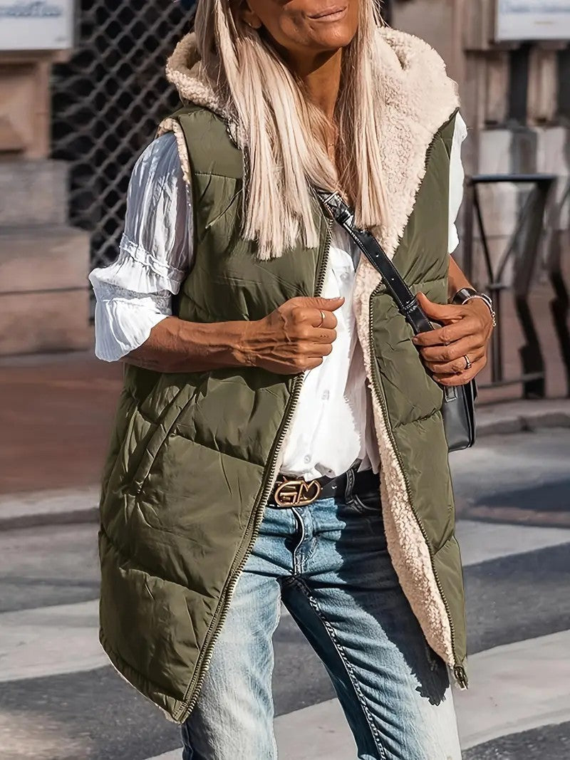 Reversible Chic Slim Hooded Cardigan Vest - LauBelle Brand