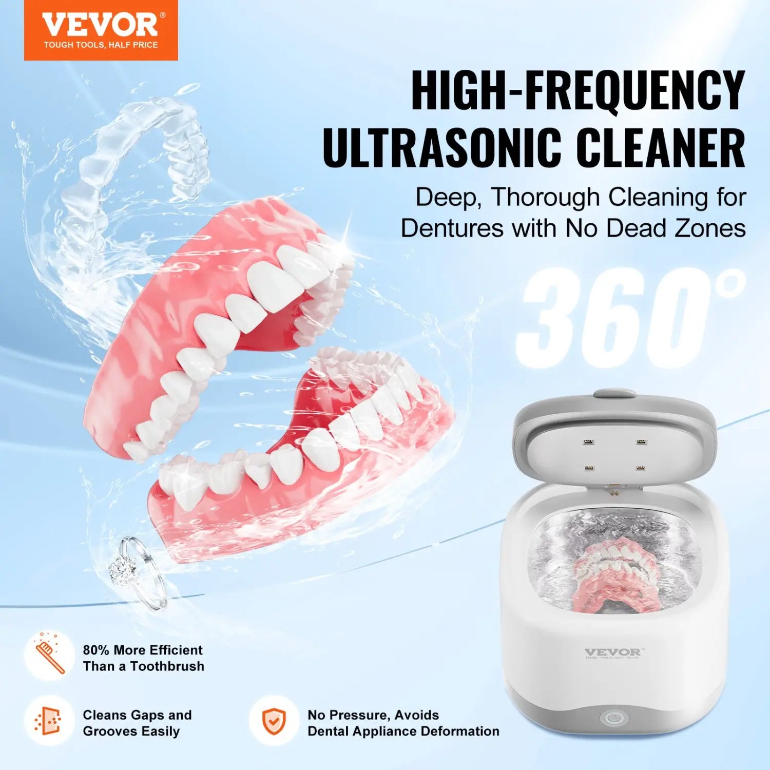 Automatic Cleaner for Dentures Retainers Mouth Guards and Night Guards