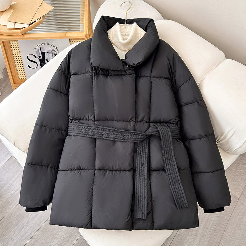 FrostLuxe Plaid Lace-Up Lapel Coat - Women's Fashion - LauBelle Brand
