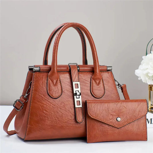 Candy Pop Retro Textured Large Capacity Shoulder Bag - Yellowish Brown