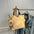 Canvas Crossbody Bag with Wallet Black White Khaki - Khaki