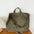 Canvas Horizontal Square Handbag with Multiple Pockets - Army Green