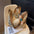 Canvas Shoulder Bag with Pendant and Ribbon Options - Beige with Pendant