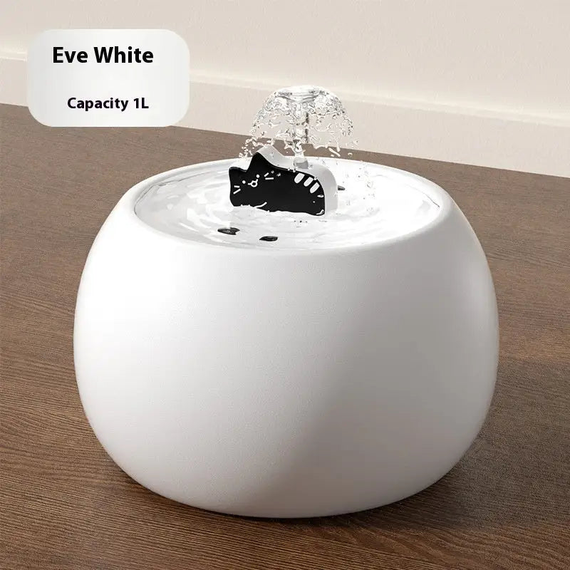 Cartoon Kitty Pet Ceramic Water Fountain Picture Color / Eve White 1L