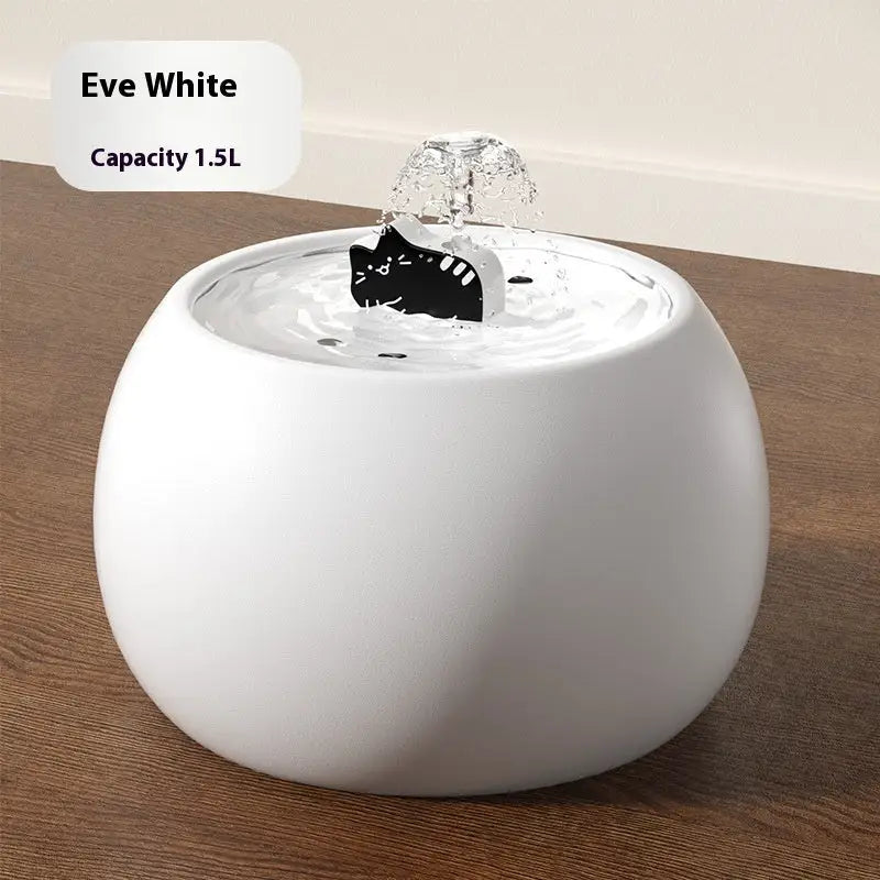 Cartoon Kitty Pet Ceramic Water Fountain Picture Color / Eve White 1.5L