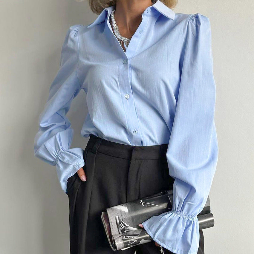 ChicFlare: Women's Elegant Bell Sleeve Blouse - LauBelle