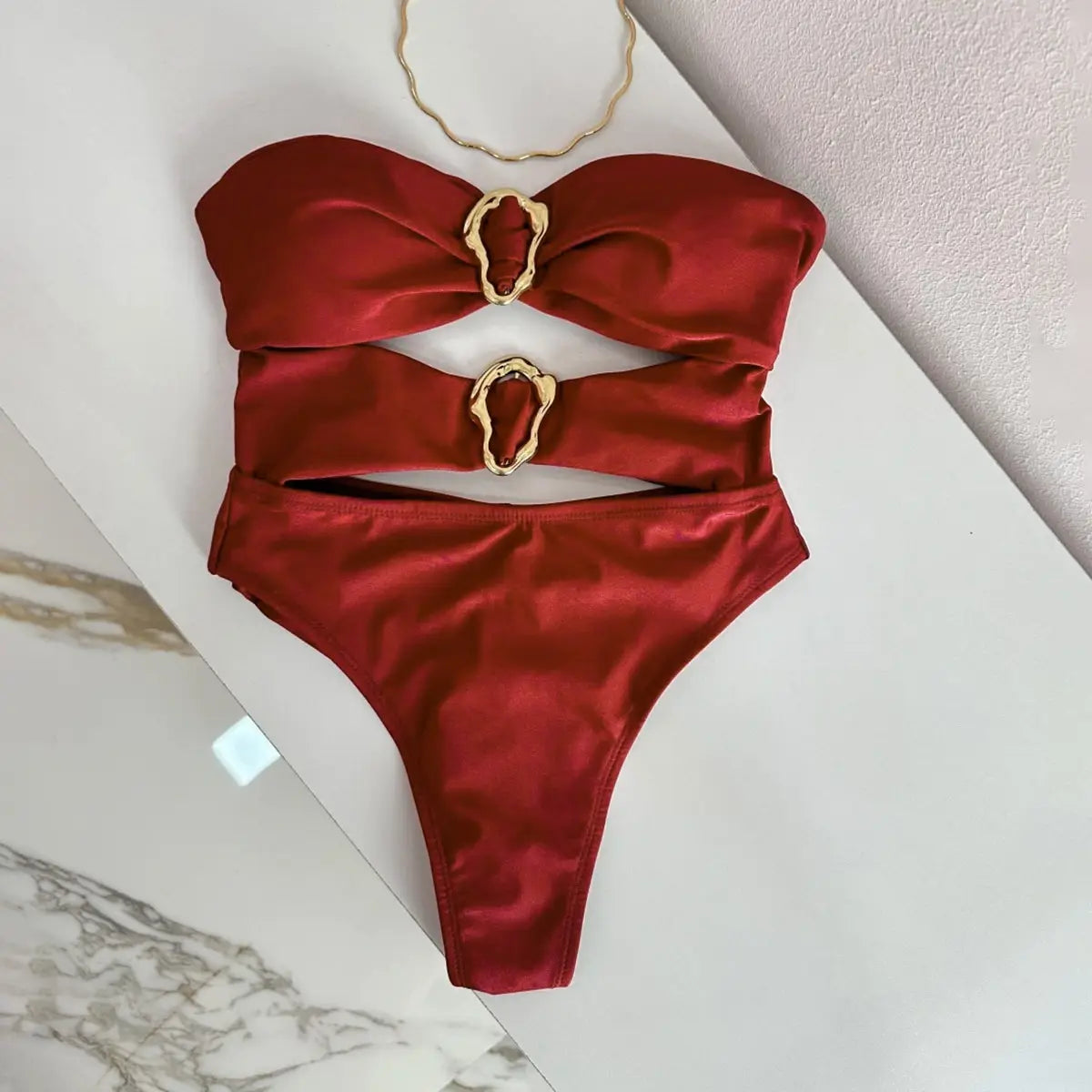 One-piece Swimsuit Sexy Bikini Women’s Solid Color