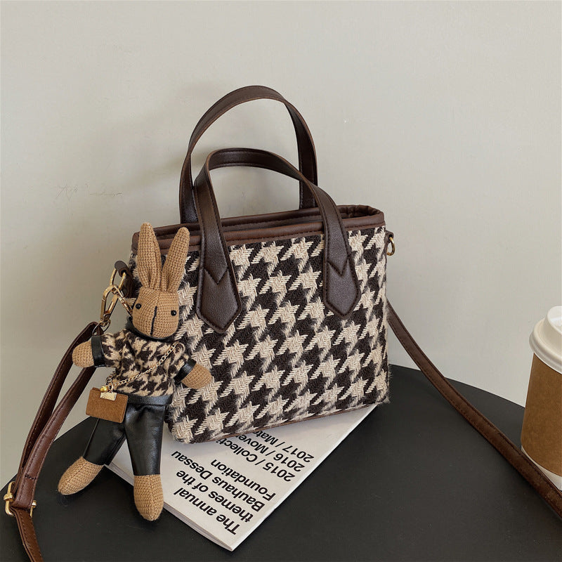 Chic Houndstooth Checkerboard Shoulder Tote for Women - LauBelle Brand