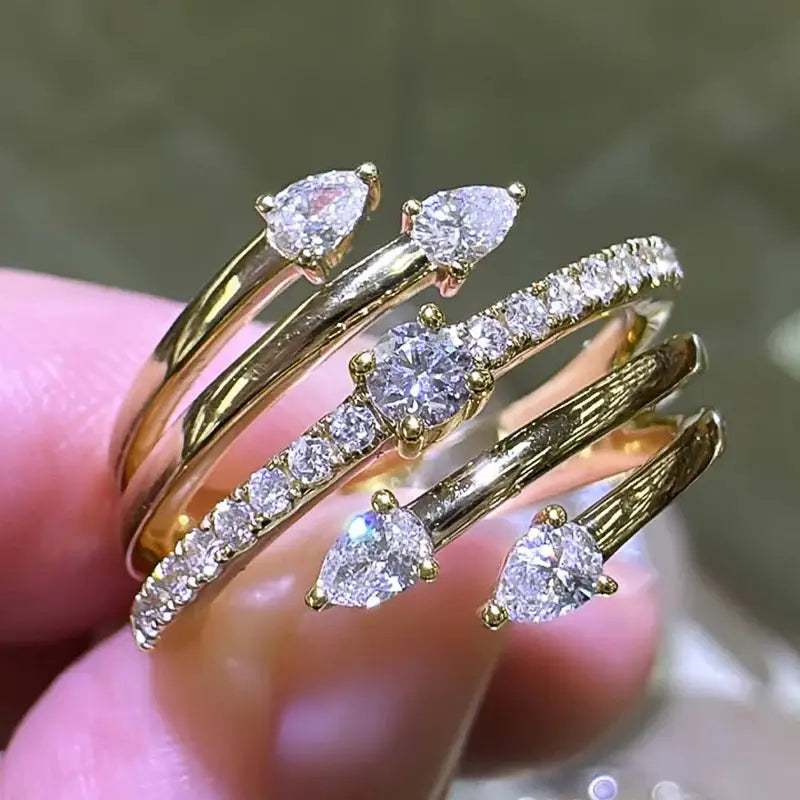 Celestial Sparkle: Starry Sky Diamond Ring - T0024 Golden / No 6