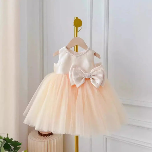 Champagne Dream: Girls’ Summer Bow Dress & Coat