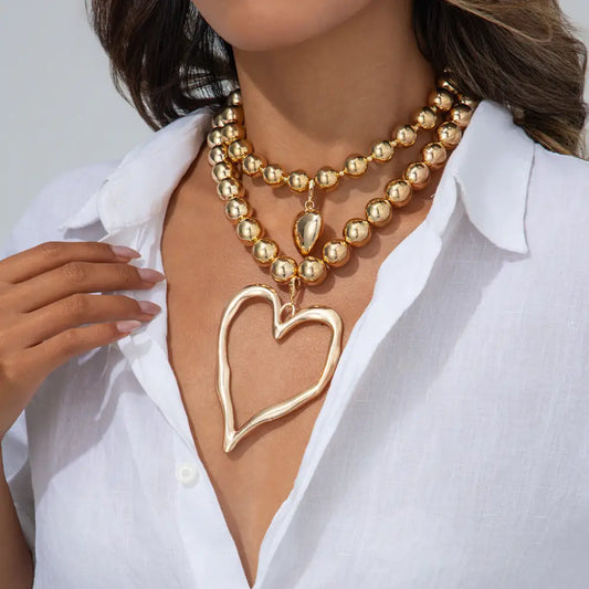 CharmFlare Bold Love Pendant Beaded Necklace
